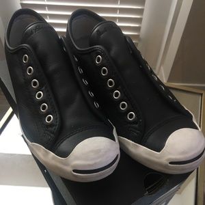 Black Leather Converse - Jack Purcell edition